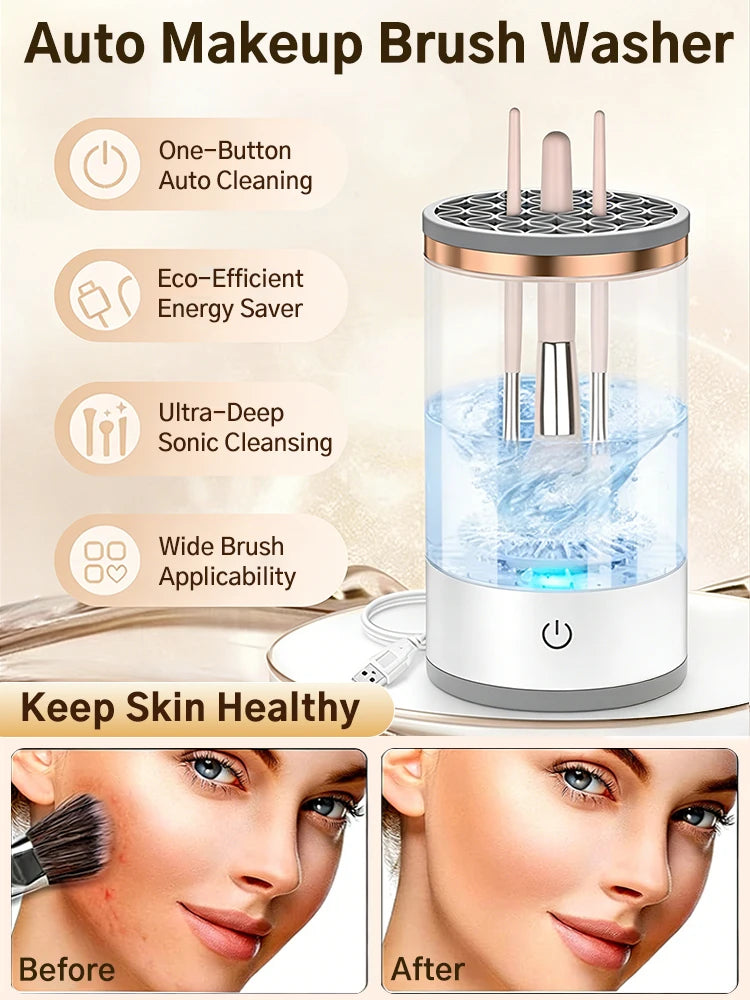 آلة تنظيف فرش التجميل الكهربائية – جهاز تنظيف وتجفيف سريع