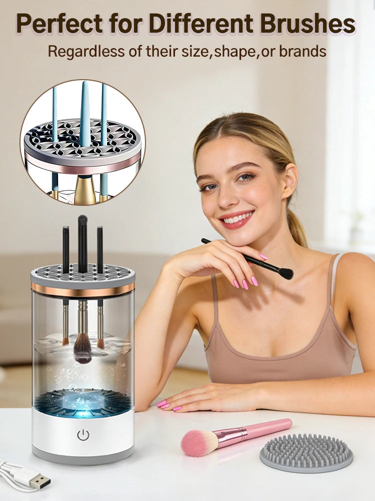آلة تنظيف فرش التجميل الكهربائية – جهاز تنظيف وتجفيف سريع